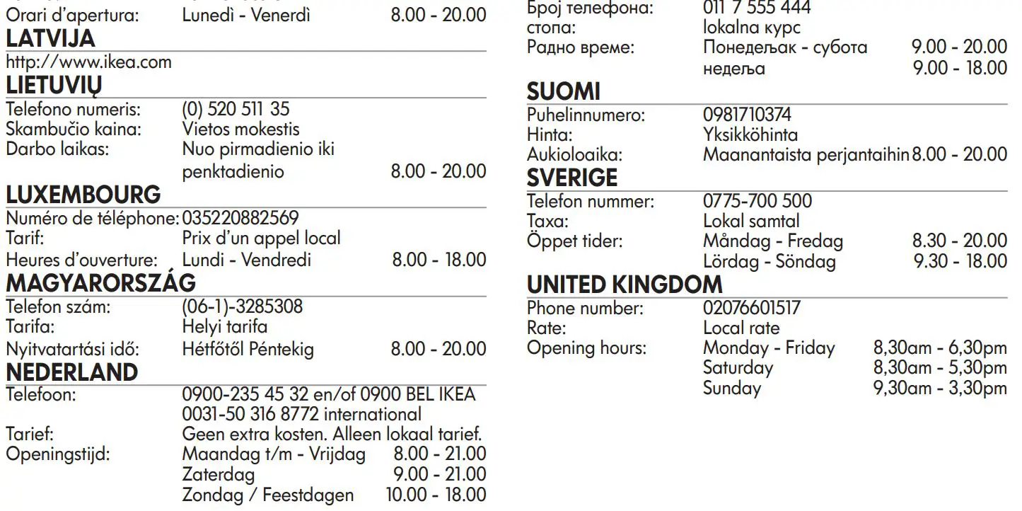 IKEA 903.923.34 FULLSTÄNDIG Wall Mounted Extractor Hood Instruction Manual - Address