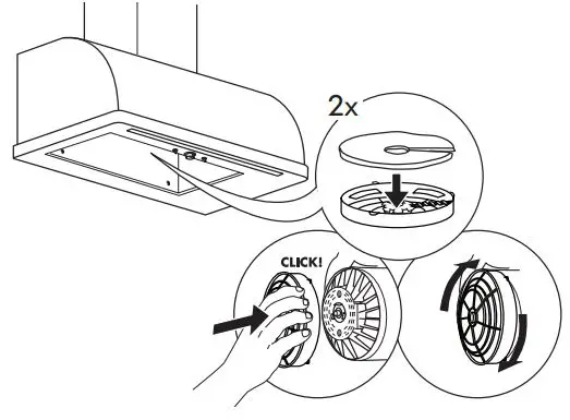 IKEA 903.923.34 FULLSTÄNDIG Wall Mounted Extractor Hood Instruction Manual - Charcoal filter maintenance