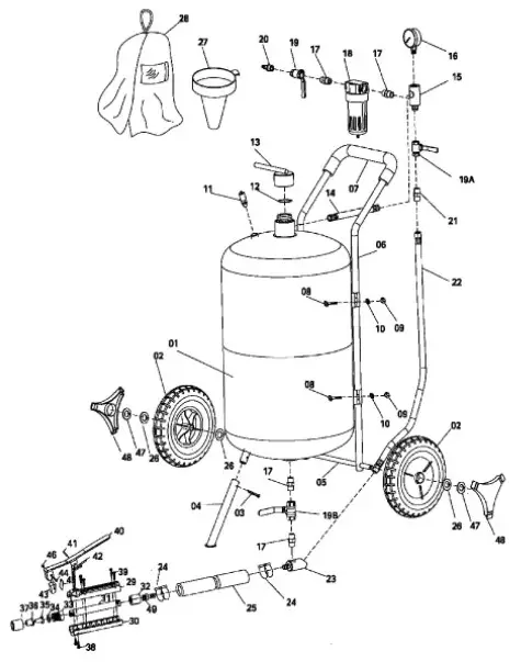 TRADEQUIP 3032T 75 Litre Mobile Sand Blasting Kit- PARTS LIST 2
