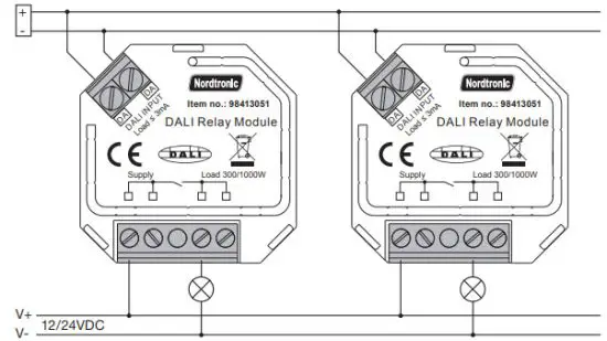 Nordtronic Zigbee Box Relay Dali - Switching of 12 24VDC load