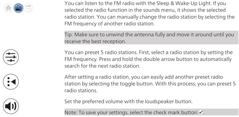 PHILIPS HF3650 SmartSleep Sleep and Wake-Up Light - Listening to radio