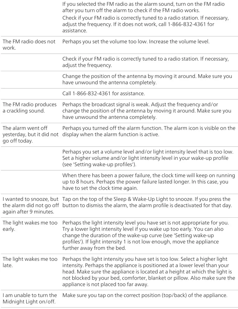 PHILIPS HF3650 SmartSleep Sleep and Wake-Up Light - Troubleshooting 2
