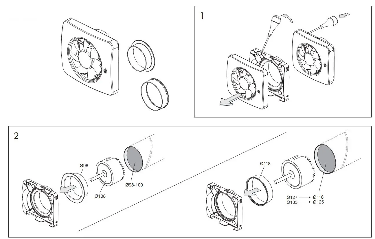 Vent-Axia Pureair Sense Bathroom Fan With Odour Sense Technology Instruction Manual - Mounting