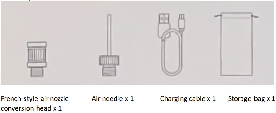 MI Portable AirTire Pump Compressor - Accessory list