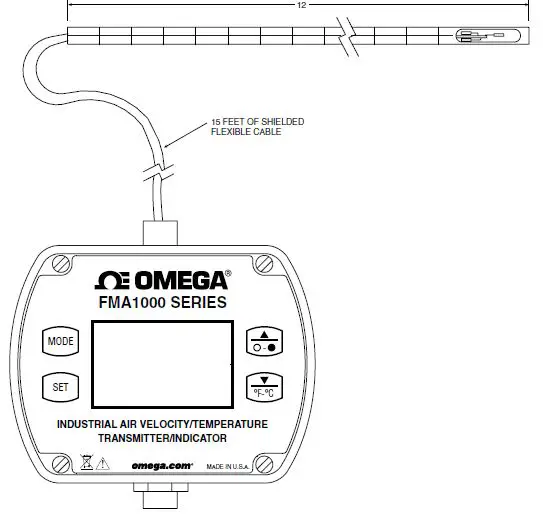 OMEGA FMA1000 Air Velocity-Temperature Transmitter and Indicator 3