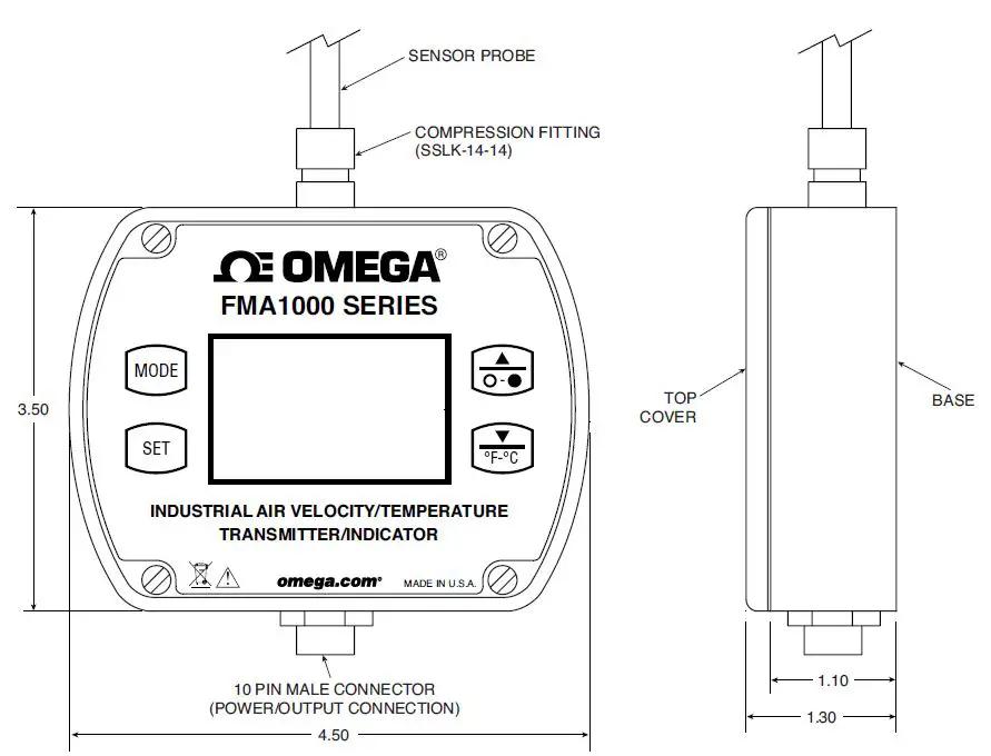 OMEGA FMA1000 Air Velocity-Temperature Transmitter and Indicator 4