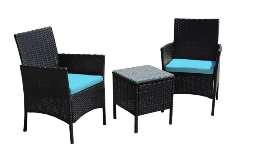 Angeles Home 8ck7b8a 3-piece Black Wicker Square Outdoor Bistro Set User Manual