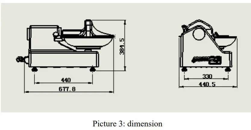 AISTAN HLQ8 Food Cutting Mixer Machine User Manual - Dimension