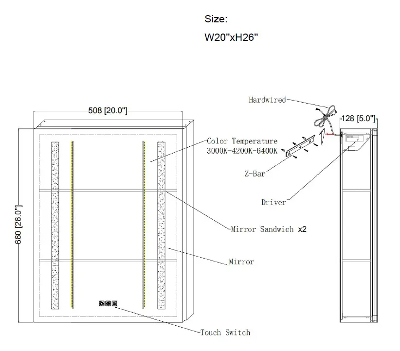 DP Home 3428109 LED Medicine Cabinet fig 3
