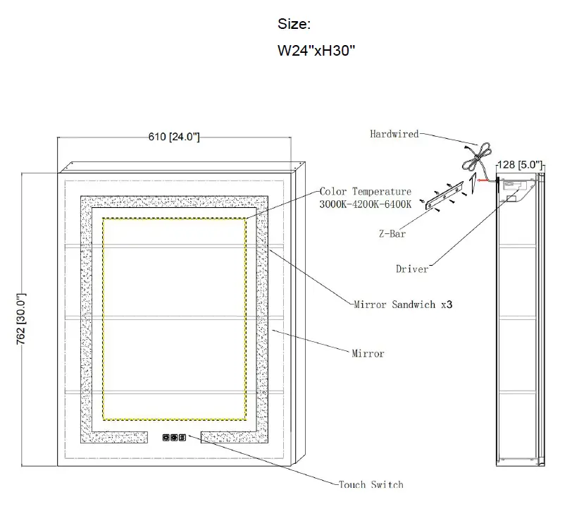 DP Home 3428109 LED Medicine Cabinet fig 4