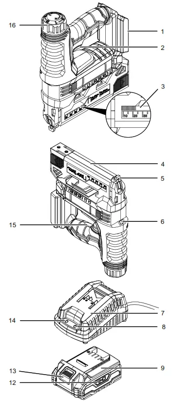 TROTEC PTNS 10 20V Cordless Battery Powered Stapler - ICON8