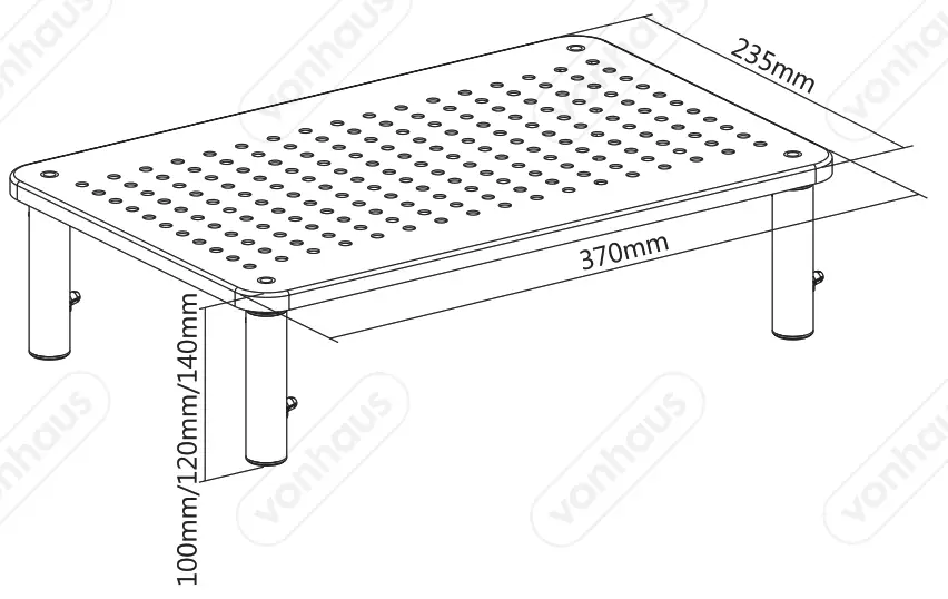 VonHaus 3000161 Height Adjustable Metal Monitor Stand COMPONENTS1