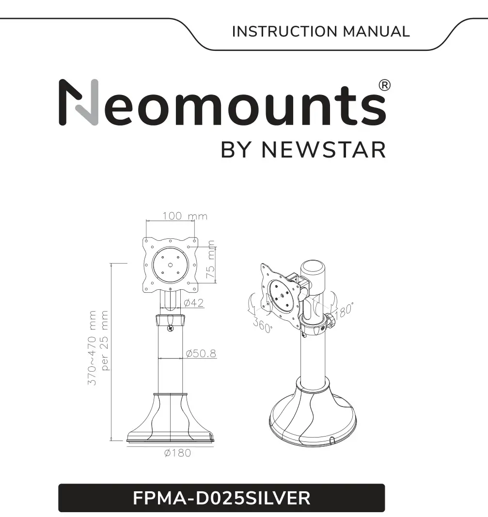 Neomounts NewStar FPMA-D025SILVER Monitor Desk Mount Instruction Manual