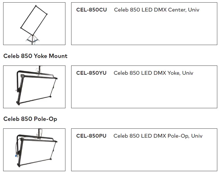 KINO FLO Celeb 850 LED DMX Center Mount Light Kit Universal 1