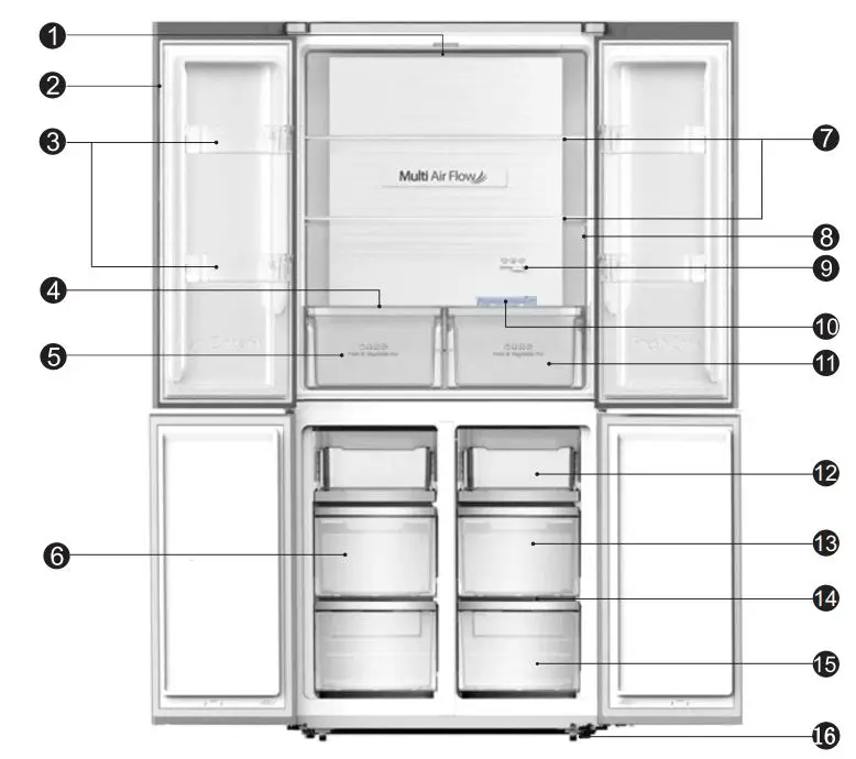 Hisense RQ515N4AC2 Cross Door Refrigerator User Manual - Description of the appliance