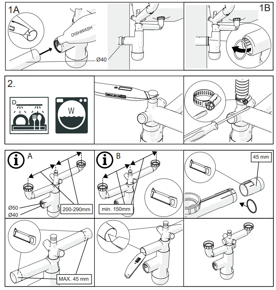 PREVEX Flexloc 2 bowl Universal Siphon for Kitchen Sink with 1 Basin - Figure 1