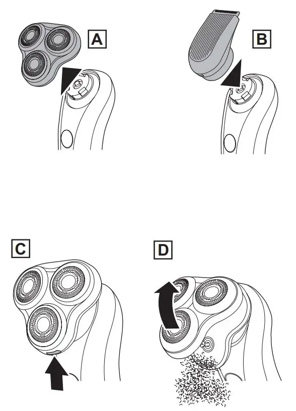 REMINGTON XR1770 X7 Limitless Rotary Shaver User Manual - Fig A,B,C,D