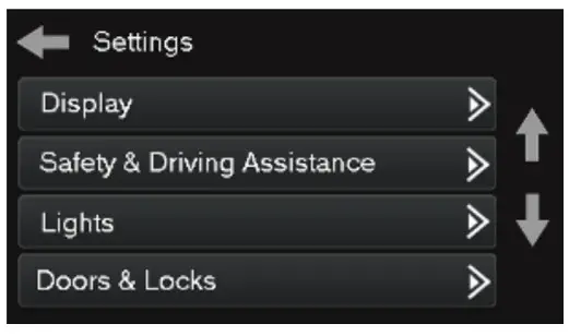 Metra 95-6553B ISO DDIN radio provision -Settigs screen
