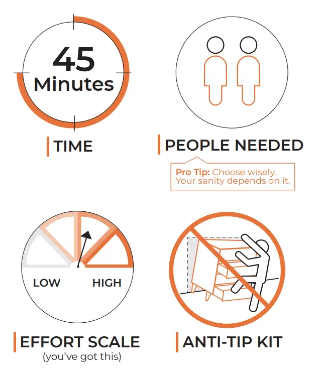 ASHLEY Five Drawer Chest - fig