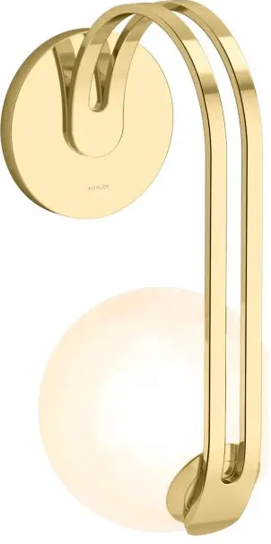 KOHLER 32376-SC01-2PL Kraga 6-in W 1-Light Polished Brass Modern-Contemporary LED Wall Sconce