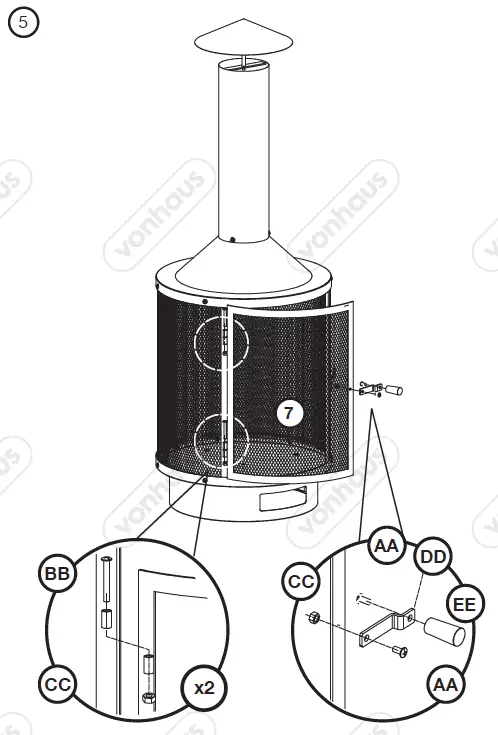 VonHaus 2500652 Black Metal Chiminea 8