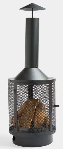 VonHaus 2500652 Black Metal Chiminea
