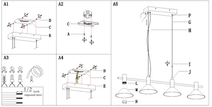 ZEVNI-A04429-38-Inch-Wide-Black-LED-Kitchen-Island-Light-8