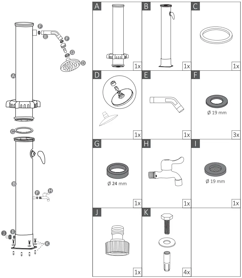 alza LPR SS08 Solar Shower - Figure 1