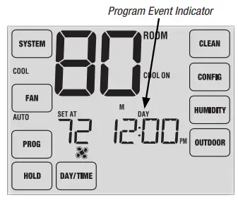 Braeburn Programmable Touchscreen Thermostat-Program Event Indicators