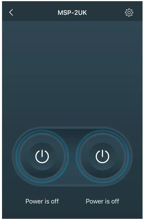 Myers MSP 2UK Smart Plug - Control screen