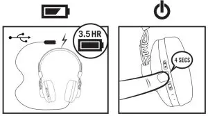 MARLEY EM-JH151-SB Positive Vibration Wireless Headphone - BATTEARY AND POWER