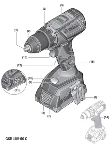 BOSCH BK306BAG 18V 60 C GSR GSB Professional Cordless Combi Drill-fig 2
