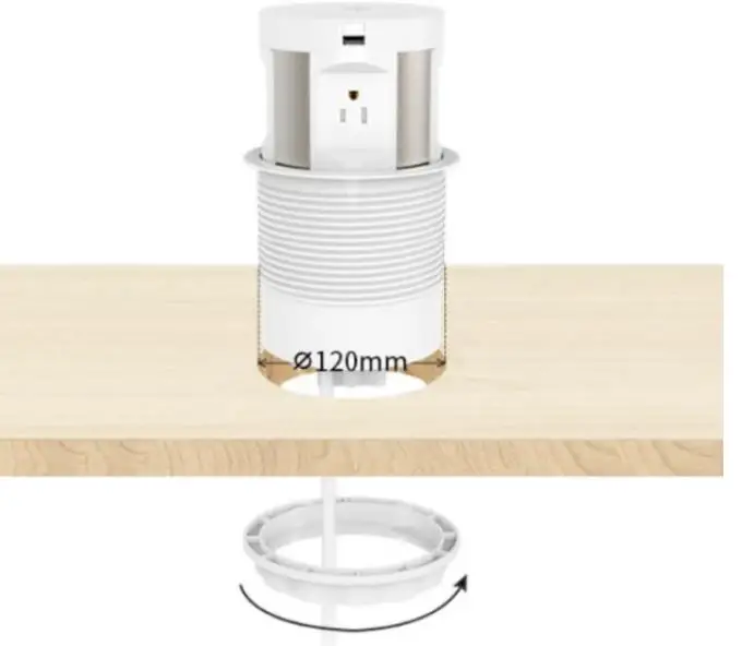 Officelink 1074AC1Q Socket Outlet - Place product (OnΦ12cm cut out ) Screw on