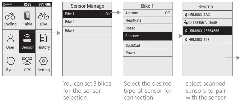 COOSPO BC200 Bluetooth GPS Bicycle Computer- Sensors