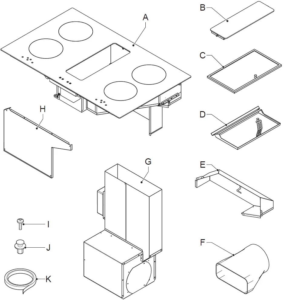 INVENTUM IKI9045FLOW Built-In Flow-In Induction Hob Parts 01