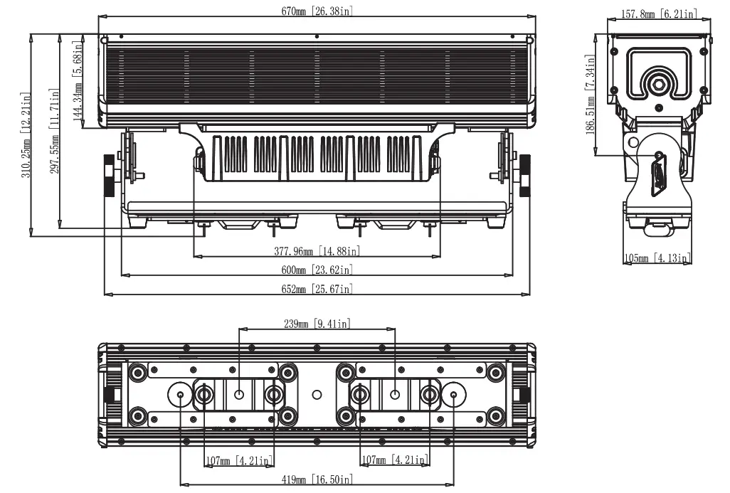 ELATION PROFESSIONAL ZCL BAR Z300 IP Versatile IP65 Rated Bar Effect Luminaire with Zoom - DRAWINGS 4