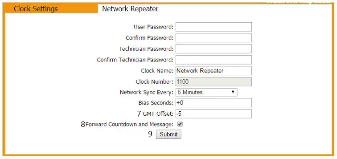 sapling SMA 1000 Network Repeater - Web Interface - Clock Settings (ctd.)