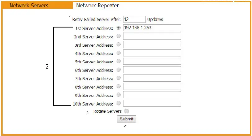 sapling SMA 1000 Network Repeater - Web Interface - Network Servers