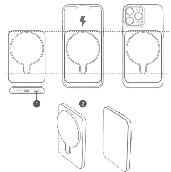 Shenzhen Zhenghaixin Technology PB1018 Magnetic Wireless Power Bank - charging 1