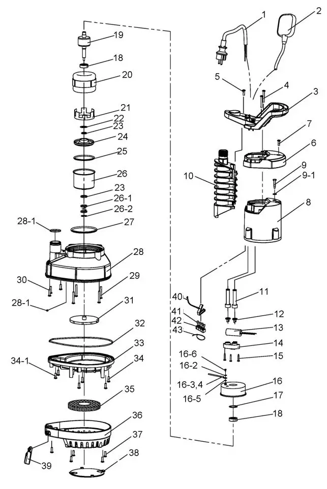 Clarke CWBP300 Submersible Water Butt Pump Instruction Manual - COMPONENT PARTS DIAGRAM