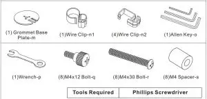 FIG 2 Supplied Parts List