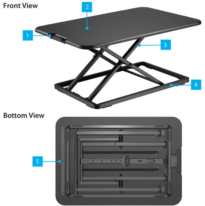 StarTech com LAPTOP SIT STAND Ergonomic Adjustable Laptop Sit Stand Desk Converter - Product Diagram