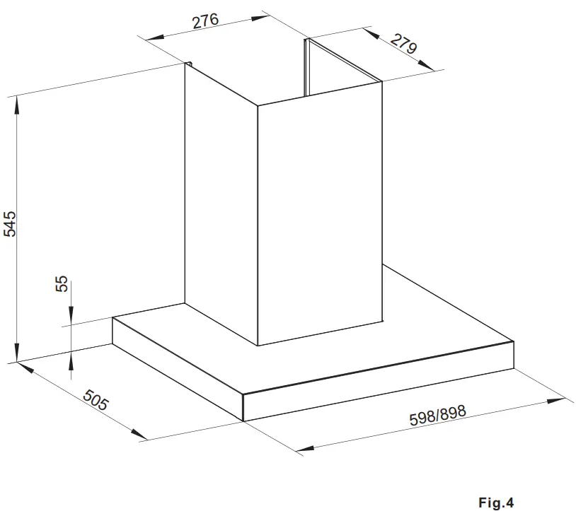 Electrolux ECT9281G Cooker Hood - Dimention