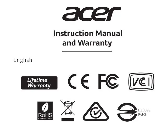 acer SD100 16GB Single RAM Instruction Manual