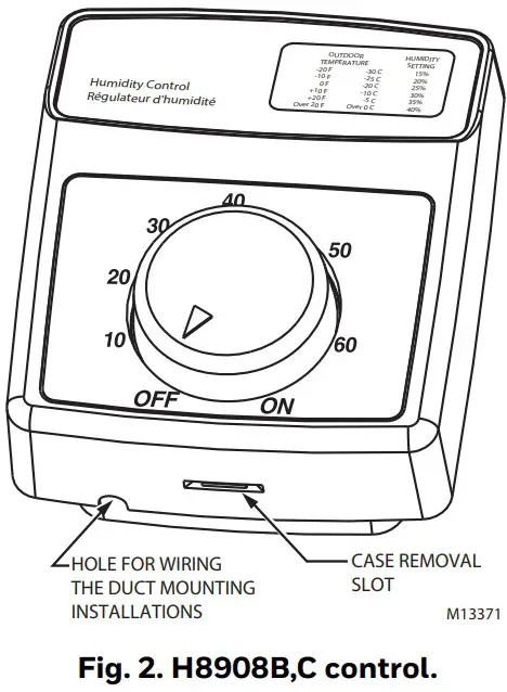 Honeywell Home H8908A B Humidistat H8908C D Dehumidistat - Figure 2