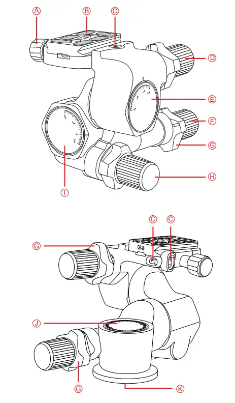 Oben GH3W-15 3-Way Geared Head - Figrue 1