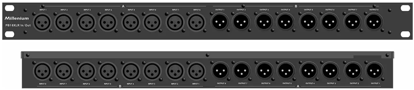 Millenium PB16 XLR 16 channel patch bay In -FIG