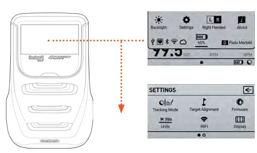 Bushnell 501000 Launch-Pro User Manual - To activate target alignment, swipe down to access the QUICK SETTINGS screen