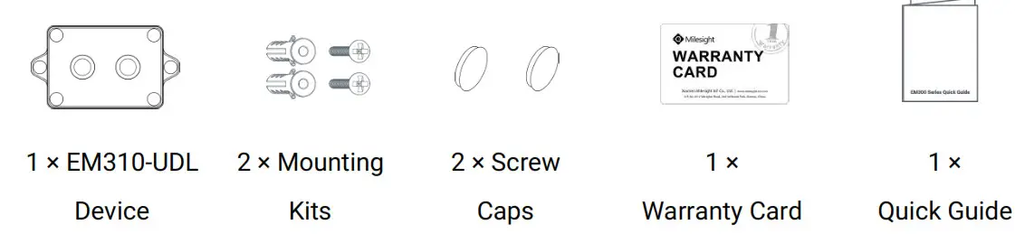 Milesight EM310-UDL Ultrasonic Distance-Packing List
