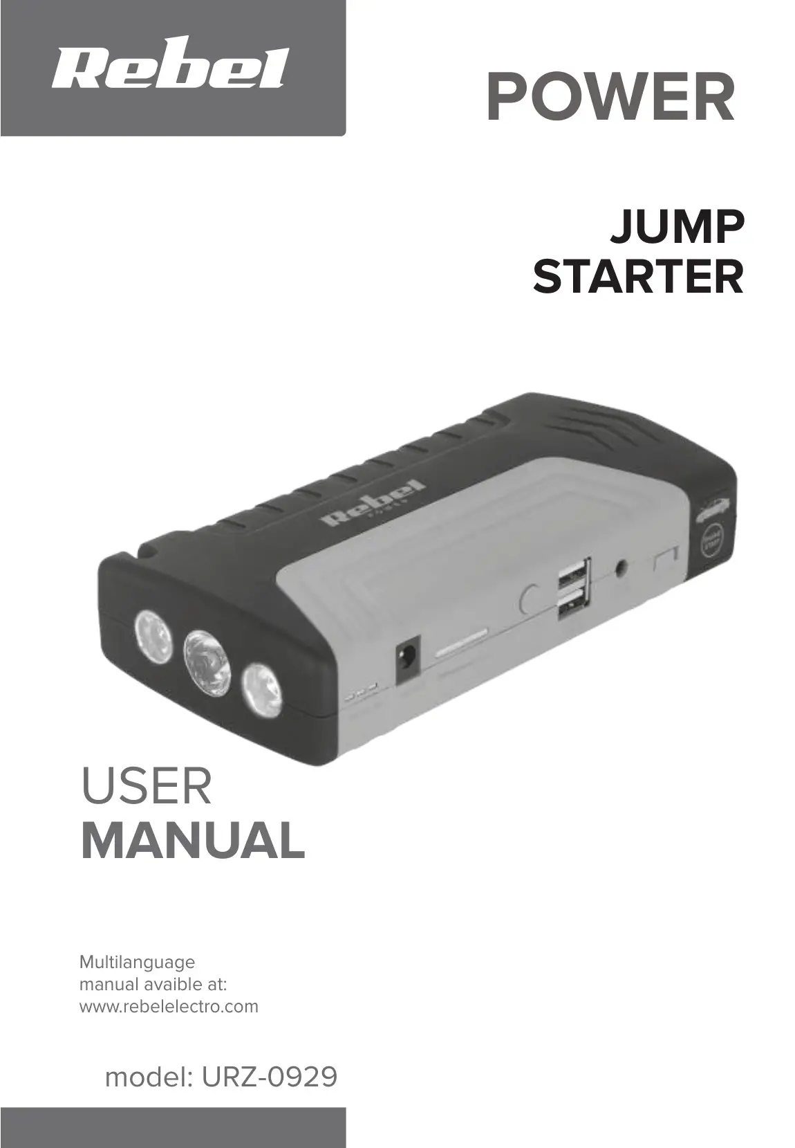 Rebel URZ-0929 Jump Starter User Manual